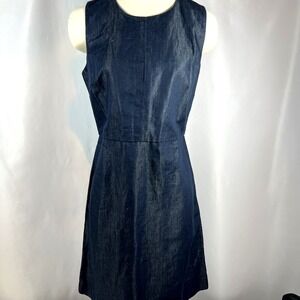 NWT GAP Women's Sleeveless Denim Linen Cotton Blend Sheath Dress Size 8